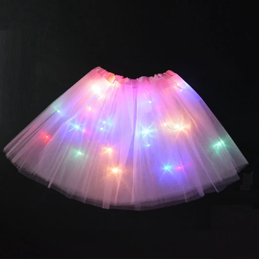 Women Girl LED Skirt Neon Light Up Fairy Tutu Stage Dance Glow Birthday Gift Flower Crown Wedding Halloween Fancy Party Costume Women Girl LED Skirt Neon Light Up Fairy Tutu Stage Dance Glow Birthday Gift Flower Crown Wedding Halloween Fancy Party Costume